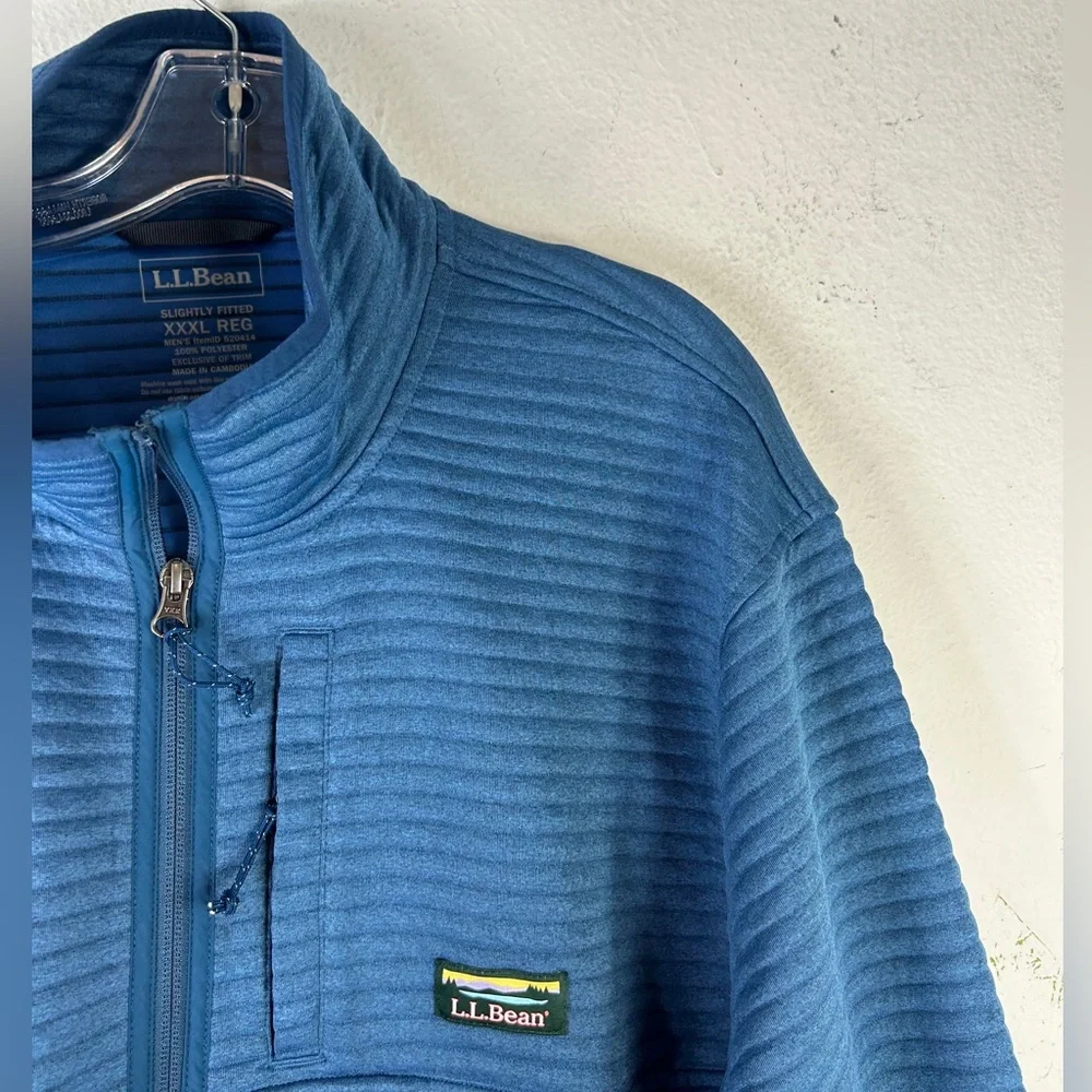 LL BEAN MENS Airlight Knit Full-Zip BLUE XXXL SLIGHTLY FITTED jacket coat quilt - Picture 4 of 12